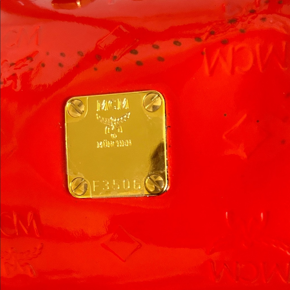 MCM Glossy Red Patent Barrel Bag - Picture 2 of 12